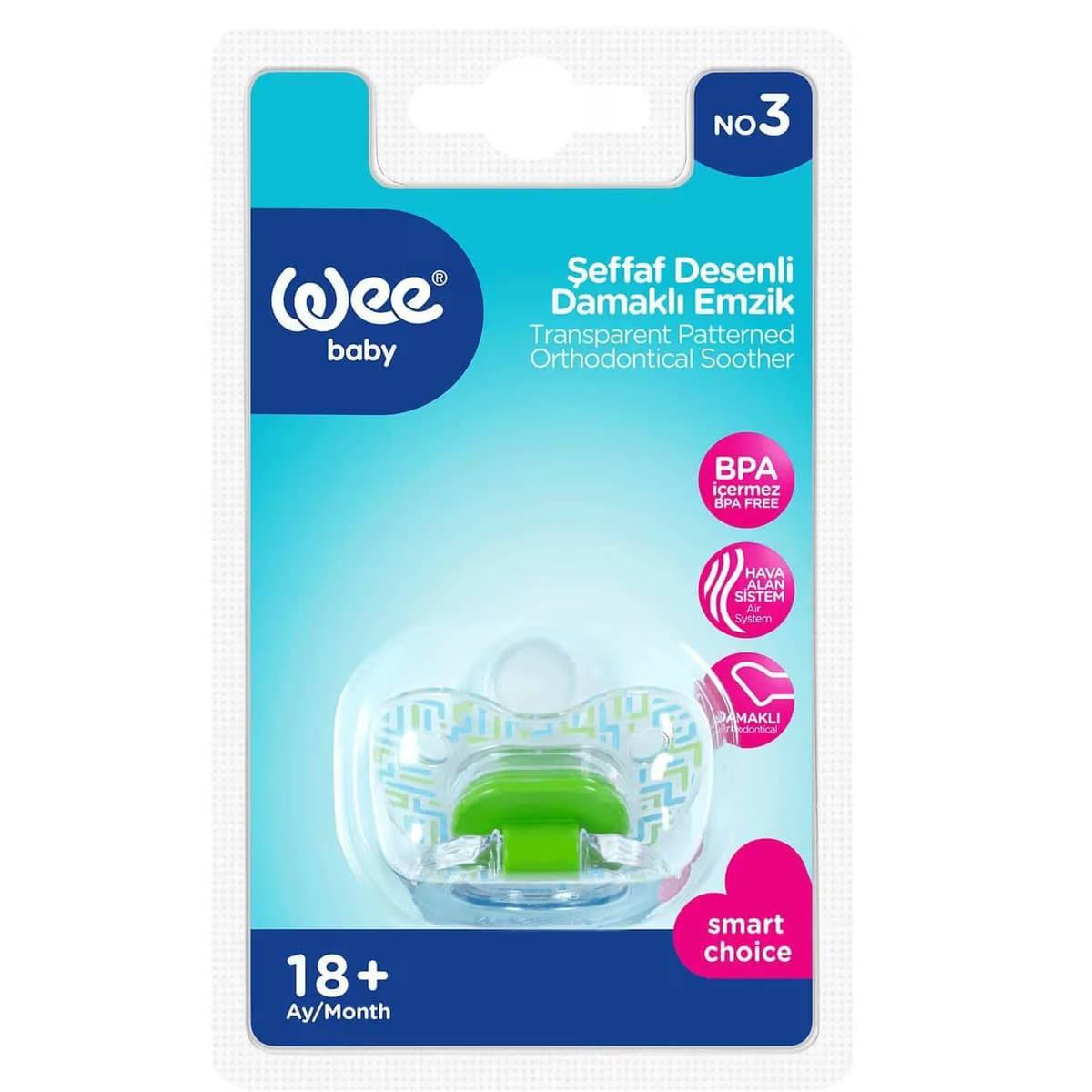 Wee Baby Şeffaf Desenli Damaklı Emzik No:3 3