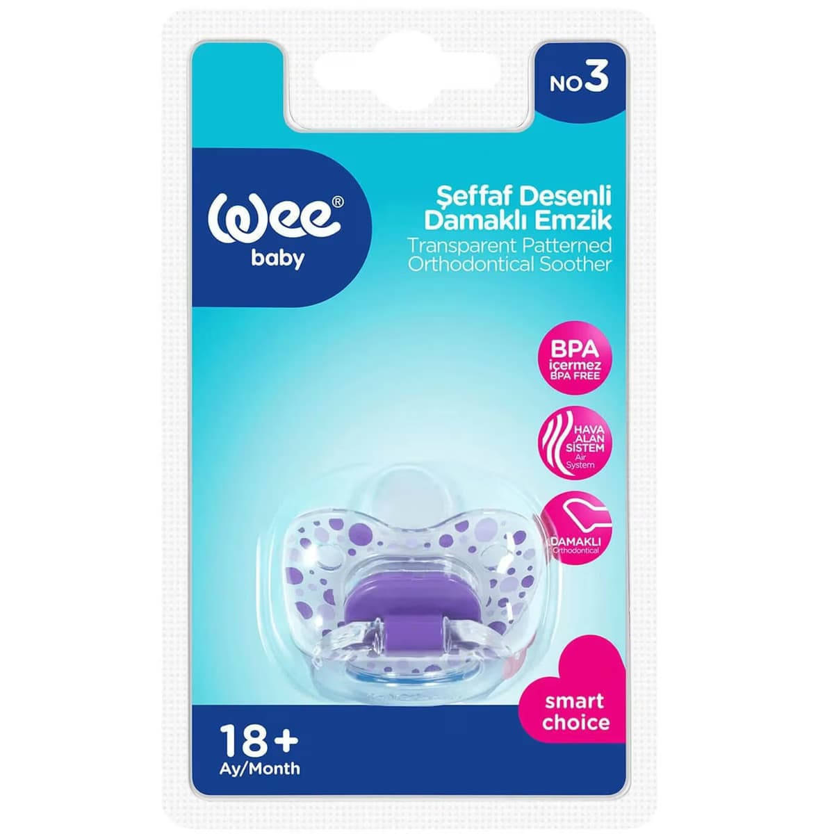 Wee Baby Şeffaf Desenli Damaklı Emzik No:3 4
