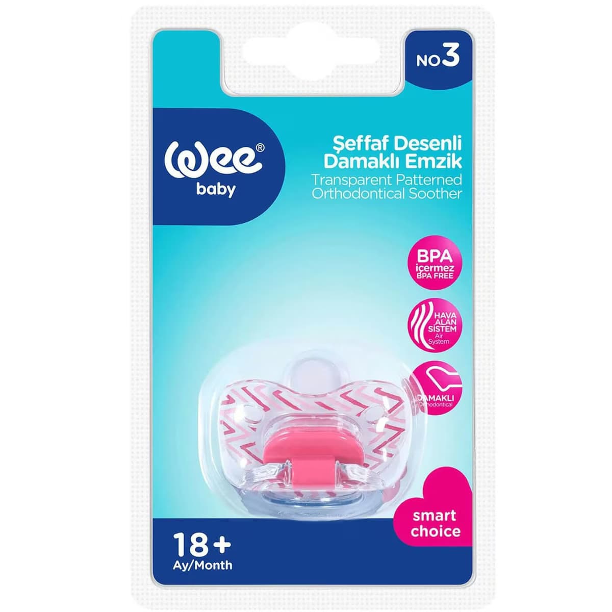 Wee Baby Şeffaf Desenli Damaklı Emzik No:3 5