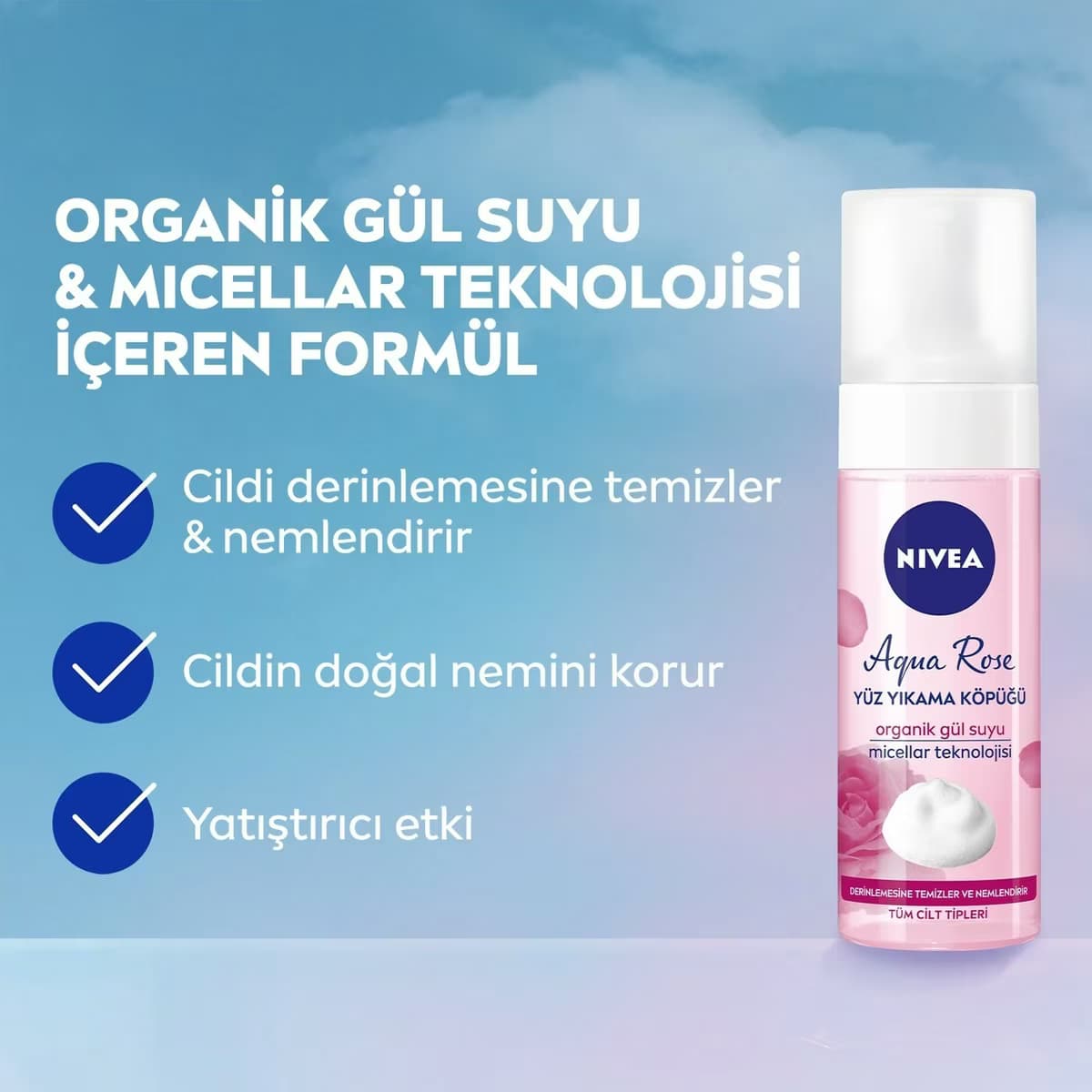 Nivea Aqua Rose Yıkama Köpüğü 150 ml 2