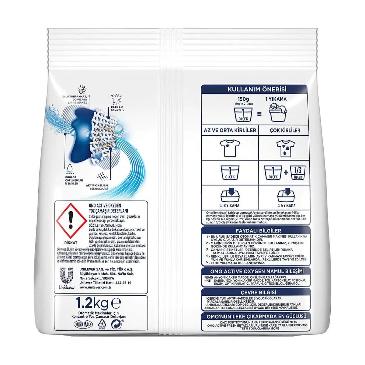 Omo Active Oxygen Toz Çamaşır Deterjanı 1.2 kg 3