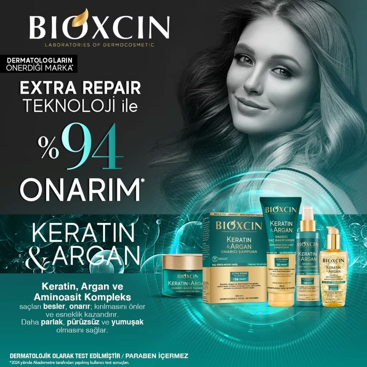 Bioxcin Sıvı Saç Kremi Keratin&Argan 150 ml 3