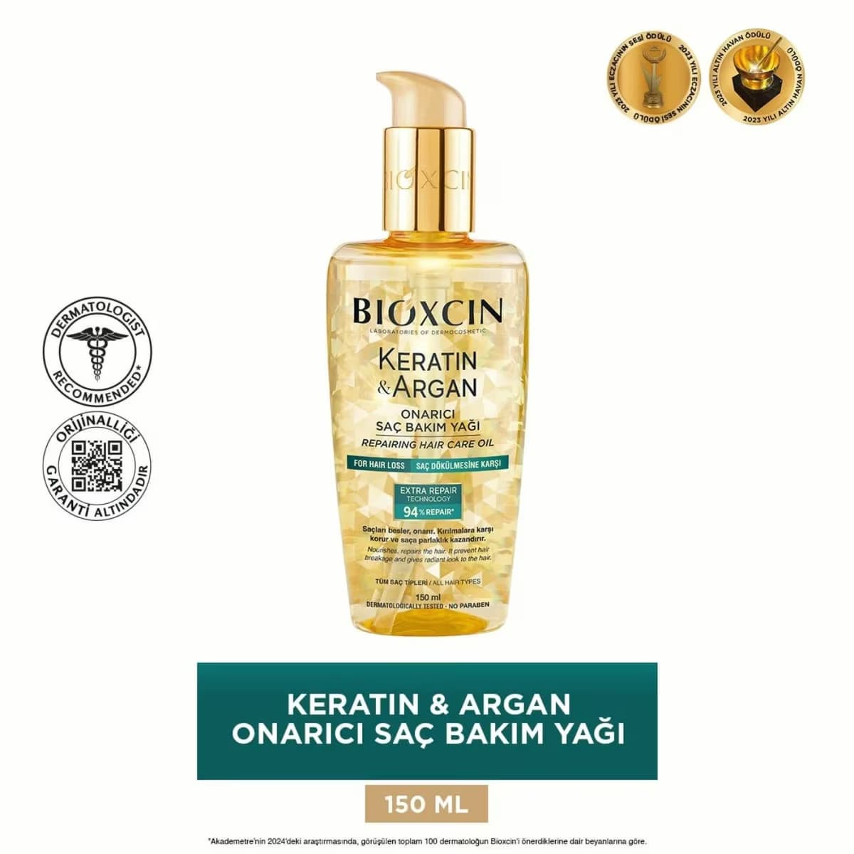 Bioxcin Saç Bakım Yağı Keratin&Argan 150 ml 2