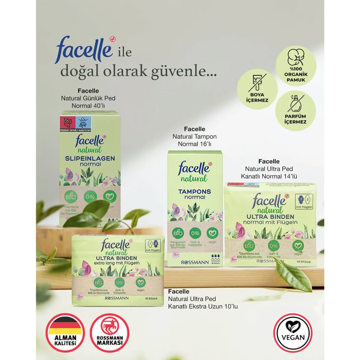 Facelle Natural Tampon Normal 16'lı 3
