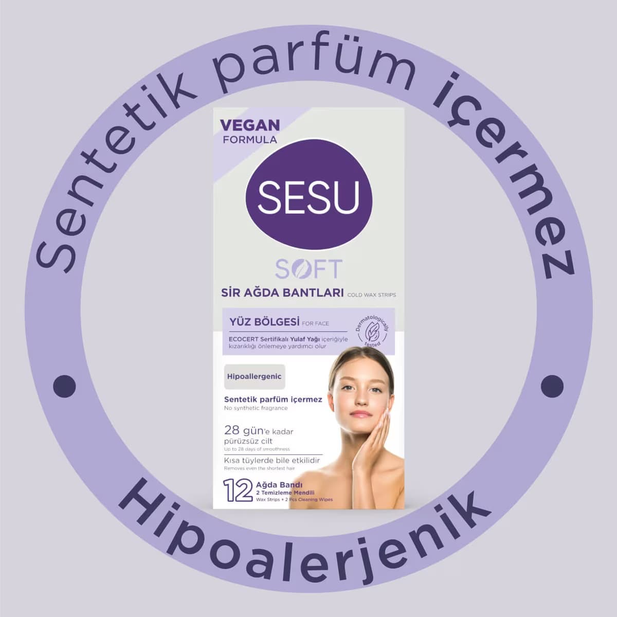 Sesu Soft Yüz Ağda Bandı 12'li 2