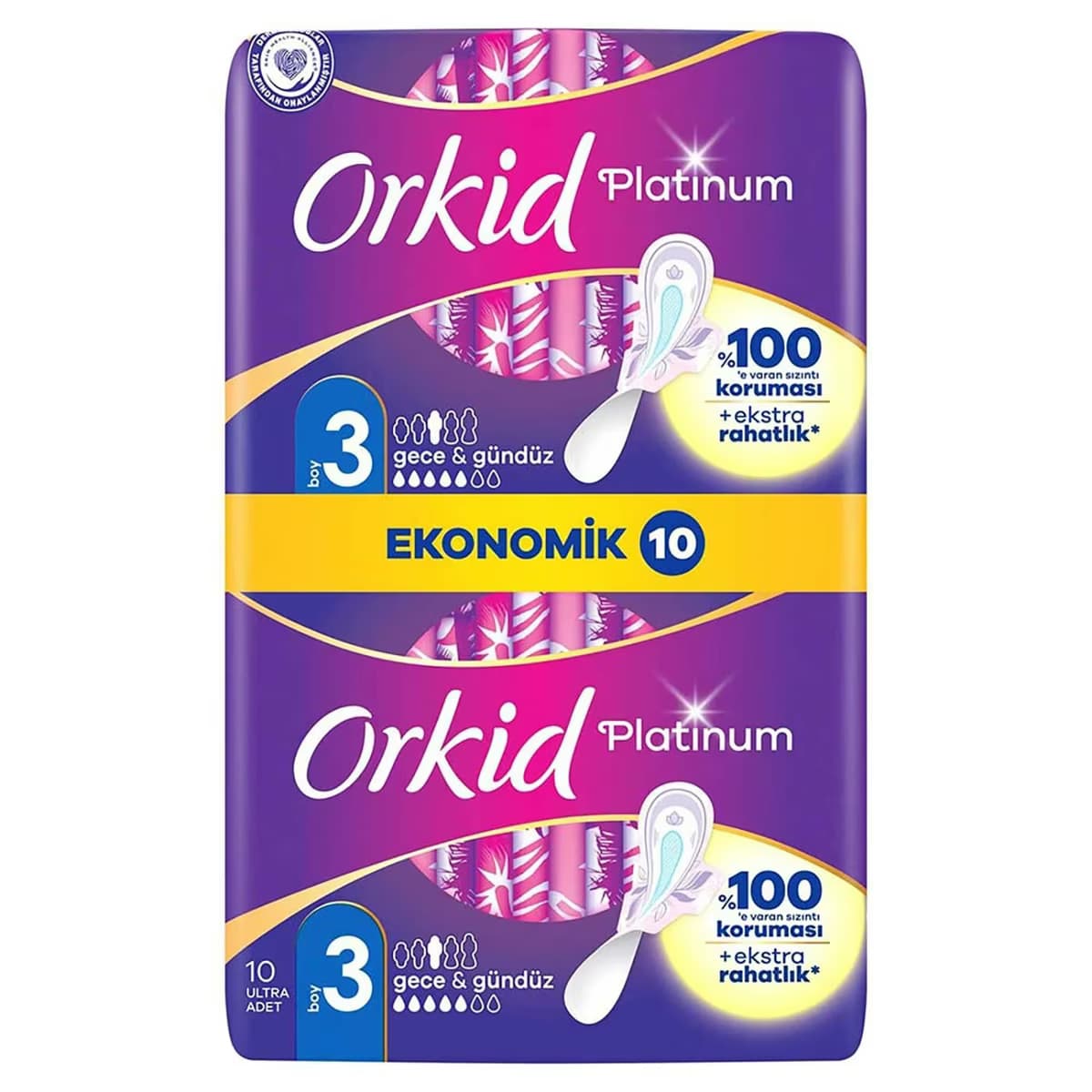 Orkid Platinum Hijyenik Ped Gece Eko 10'lu 2