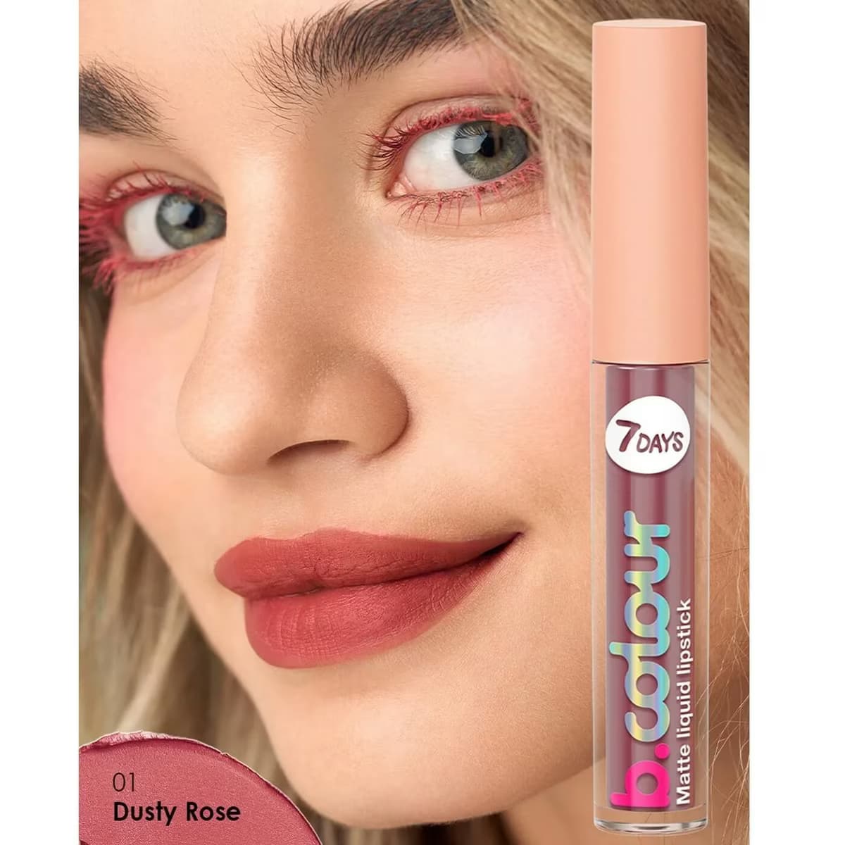7Days B.Colour Mat Likit Ruj 01 Dusty Rose 2