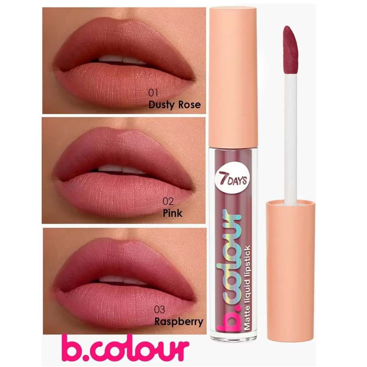 7Days B.Colour Mat Likit Ruj 01 Dusty Rose 3