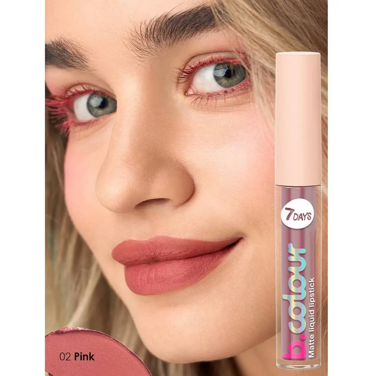 7Days B.Colour Mat Likit Ruj 02 Pink 2
