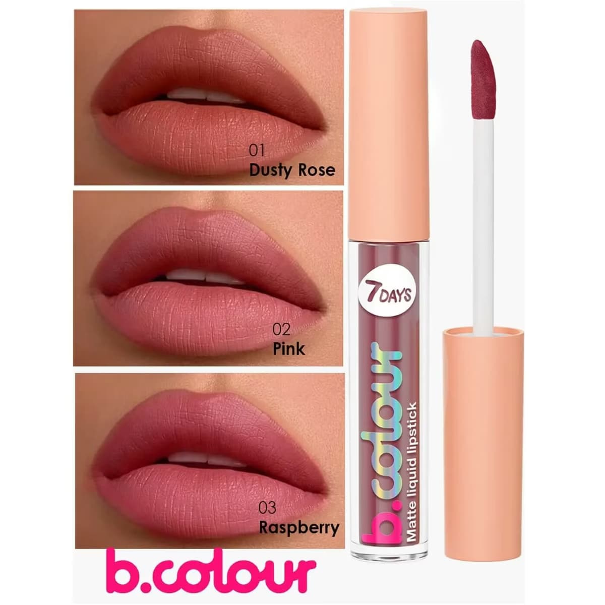 7Days B.Colour Mat Likit Ruj 02 Pink 3