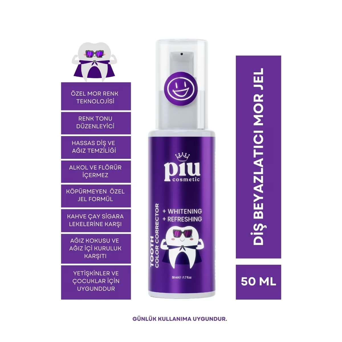 Piu Cosmetic Beyazlatıcı Mor Diş Jeli 50 ml 2