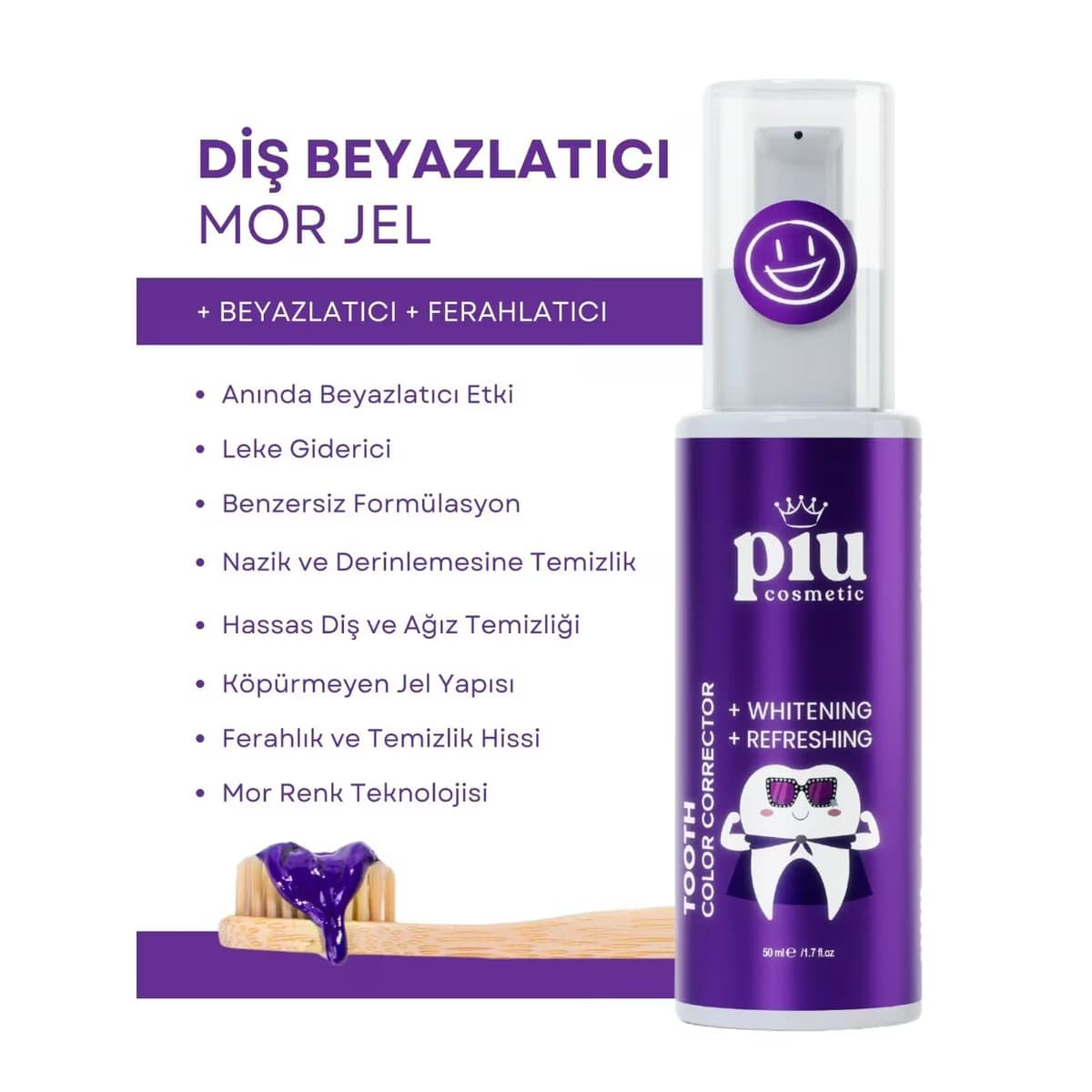 Piu Cosmetic Beyazlatıcı Mor Diş Jeli 50 ml 3