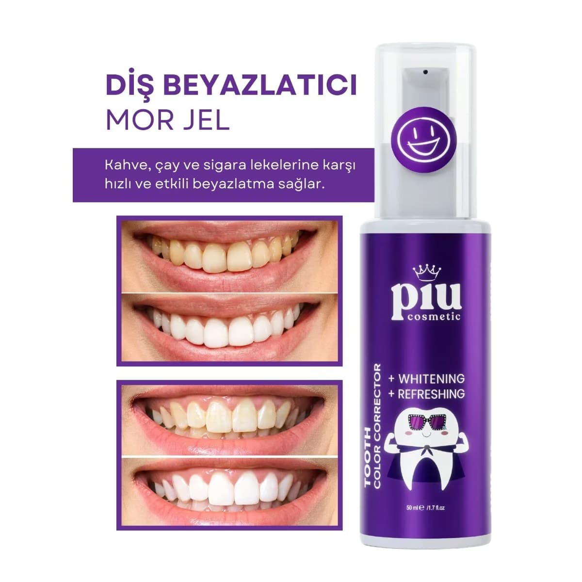 Piu Cosmetic Beyazlatıcı Mor Diş Jeli 50 ml 4
