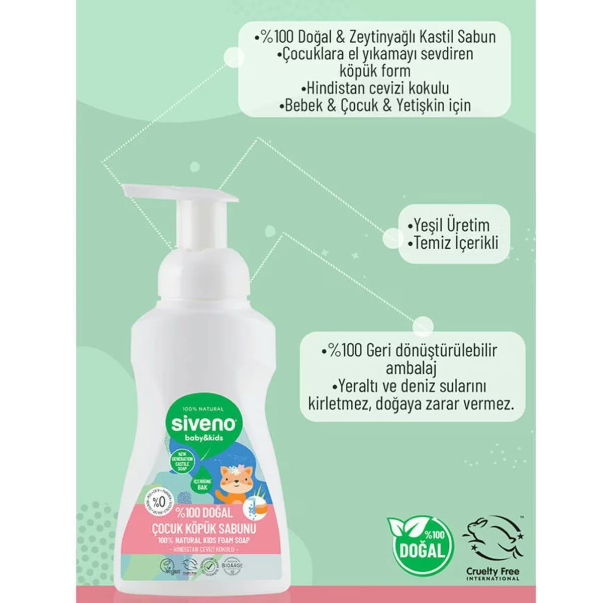 Siveno Doğal Çocuk Köpük Sabunu 250 ml 4
