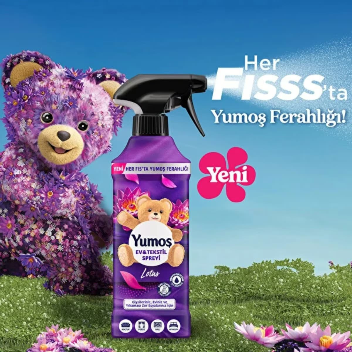 Yumoş Ev ve Tekstil Spreyi Lotus 450 ml 2