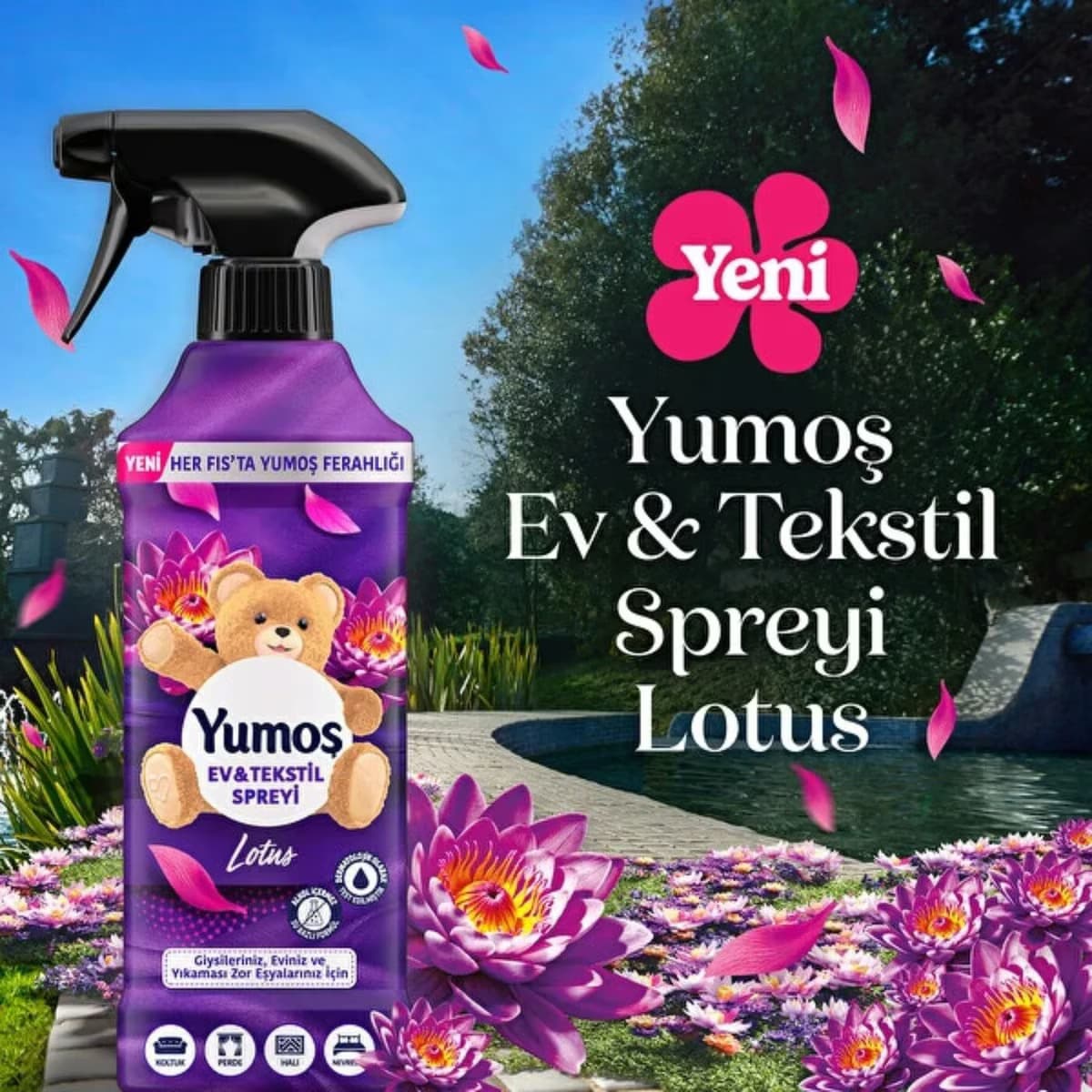 Yumoş Ev ve Tekstil Spreyi Lotus 450 ml 3