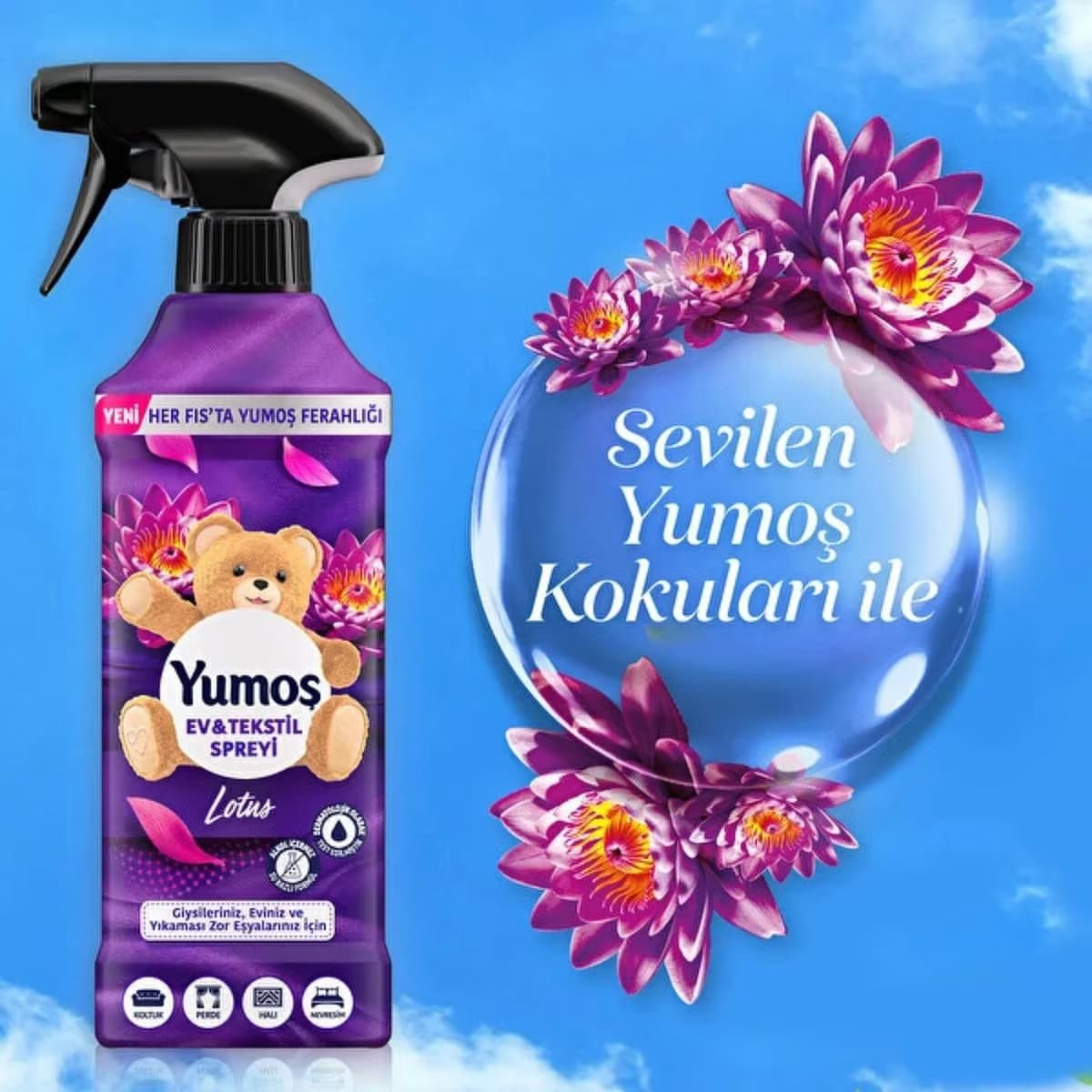 Yumoş Ev ve Tekstil Spreyi Lotus 450 ml 4