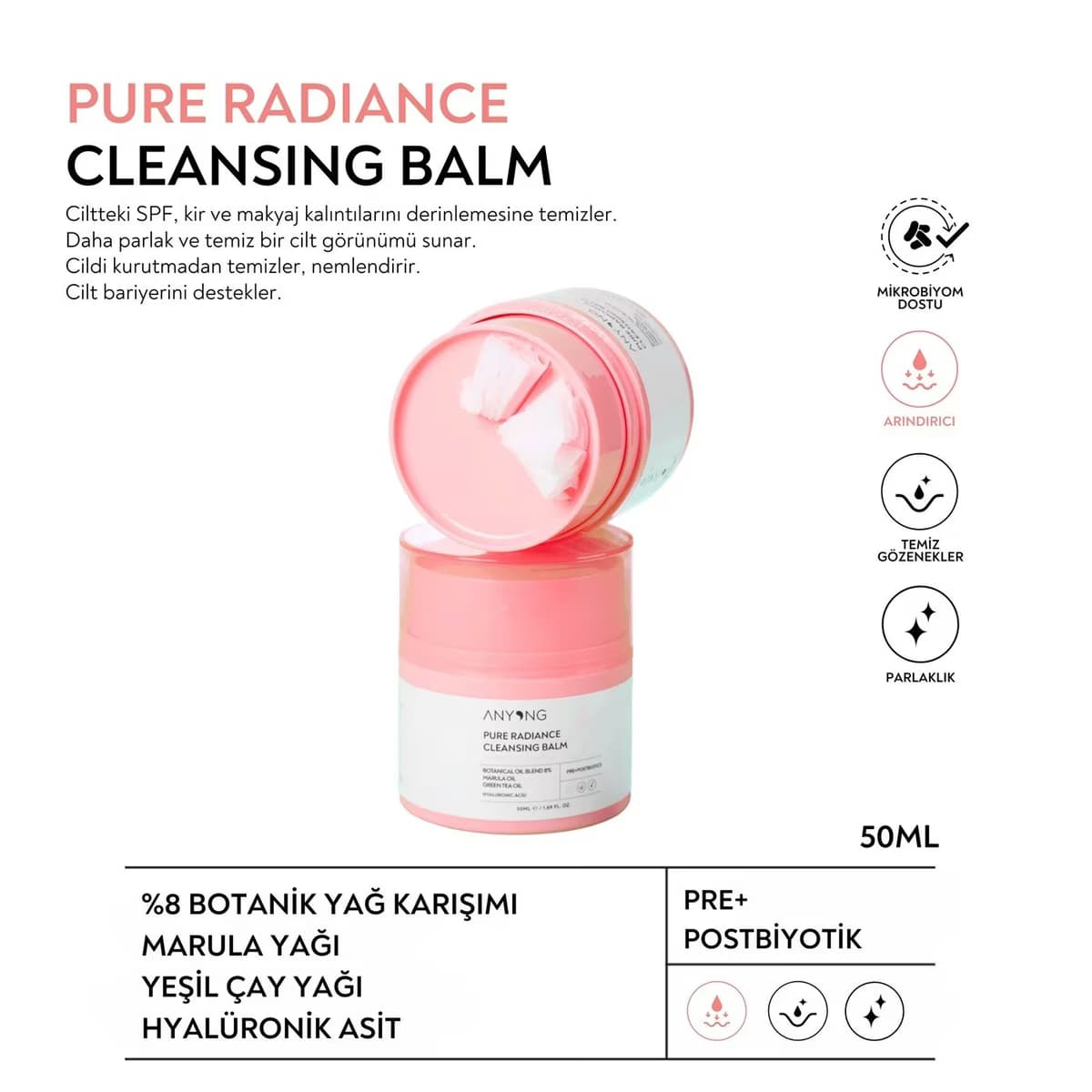 Anyong Temizleme Balmı Doğal Işıltılı 50 ml 3