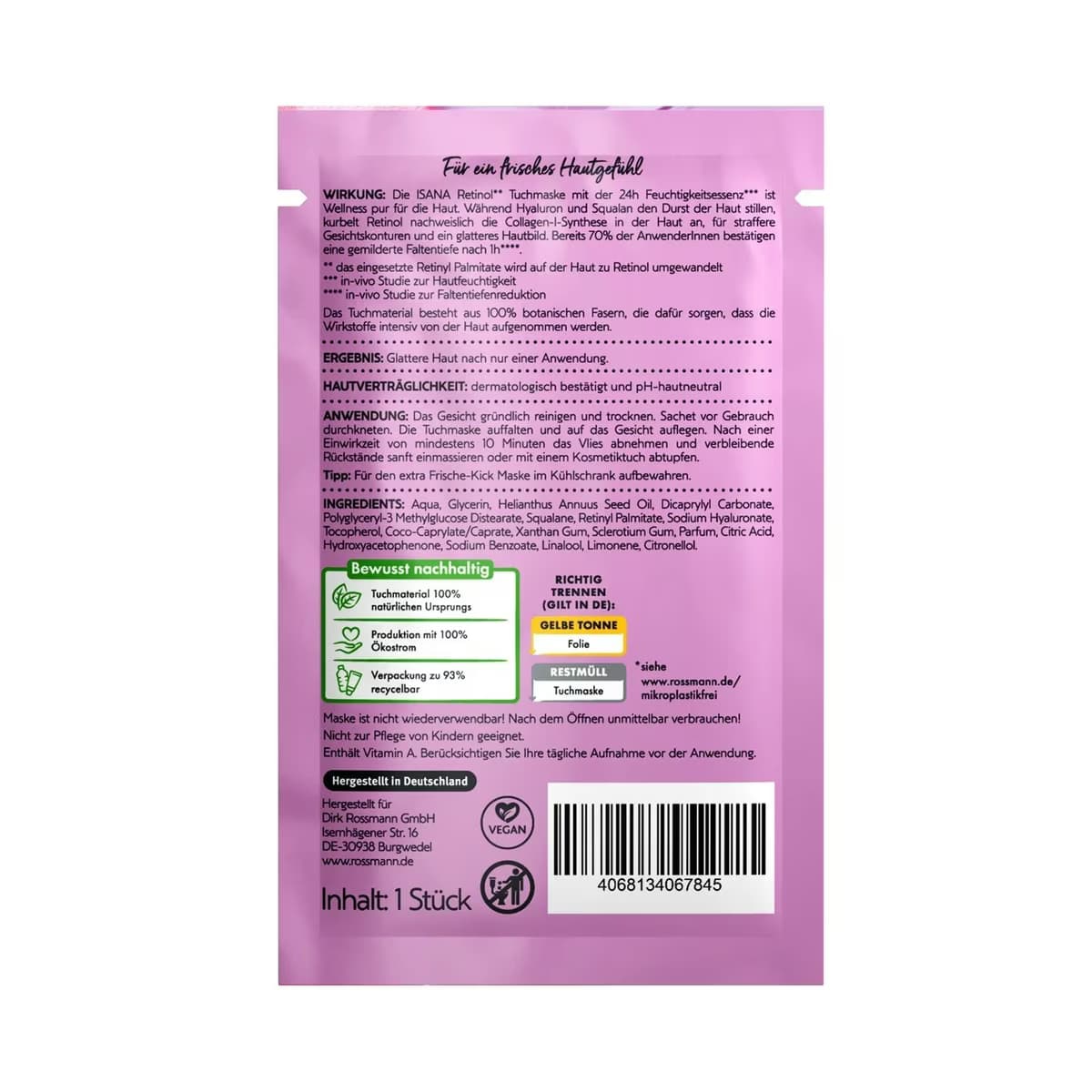 Isana Kağıt Maske Retinol Power 2