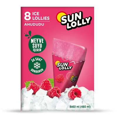 Sun Lolly Ahududu Aromalı Su Buzu 8x60 ml