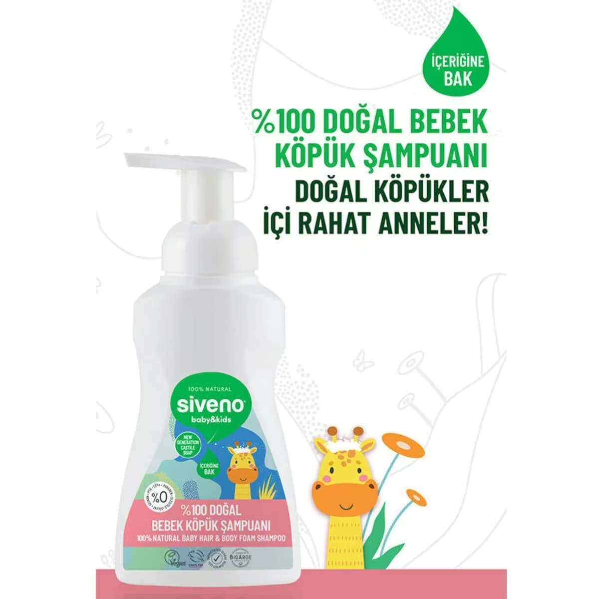Siveno Bebek Köpük Şampuanı Doğal 250 ml 2