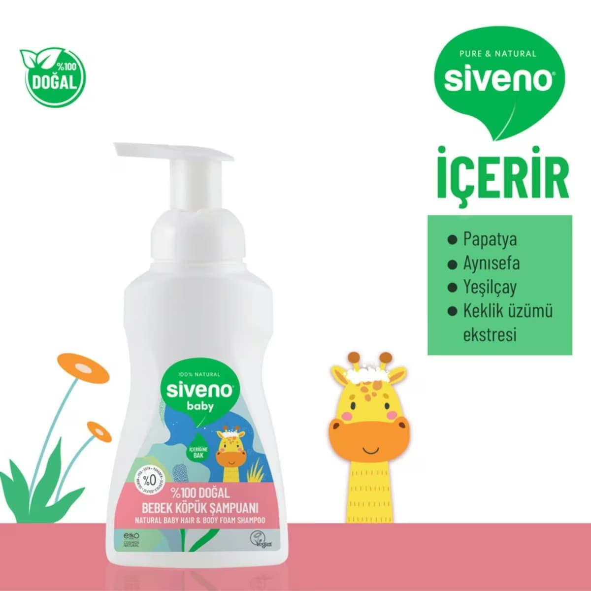 Siveno Bebek Köpük Şampuanı Doğal 250 ml 3