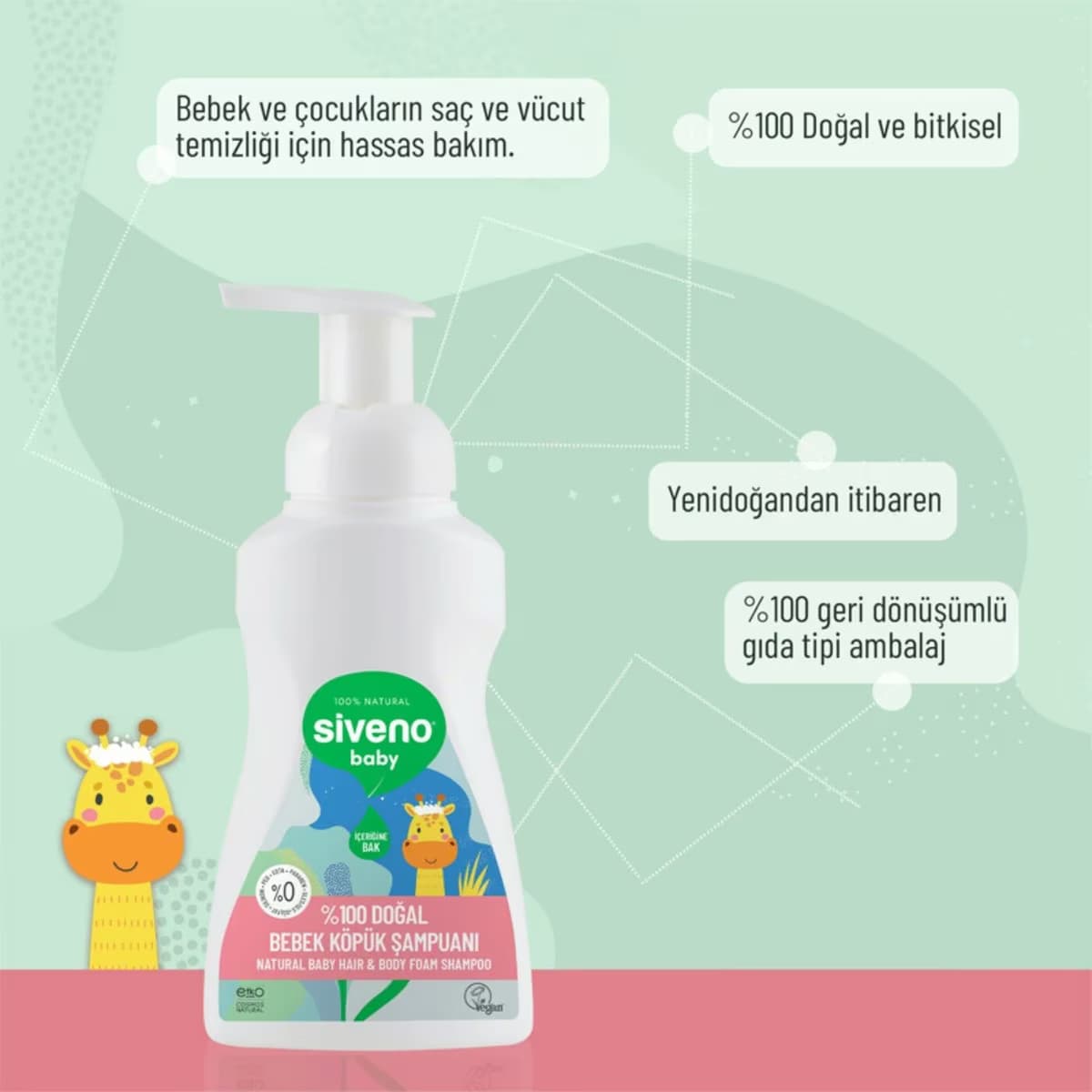 Siveno Bebek Köpük Şampuanı Doğal 250 ml 4