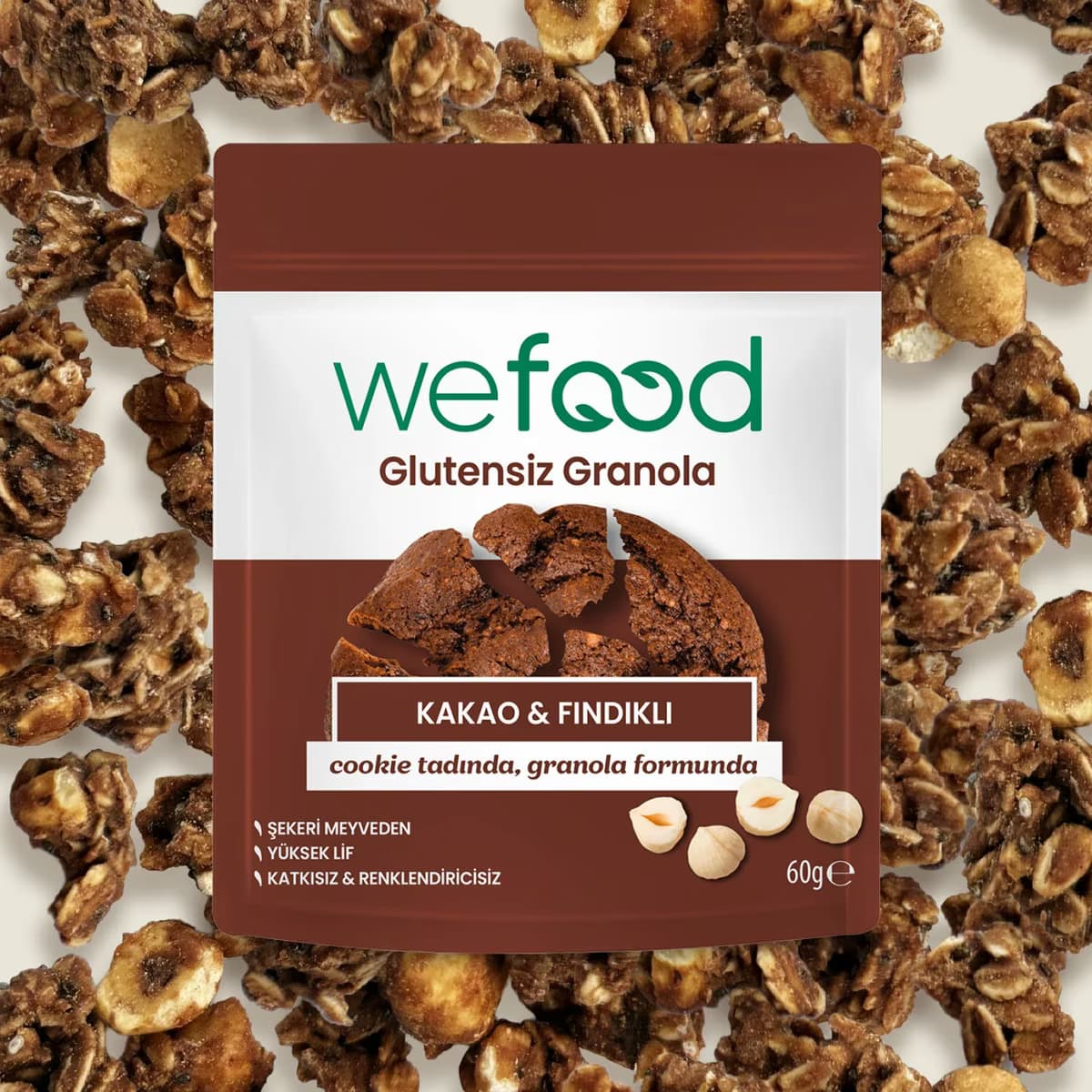 Wefood Glutensiz Granola Kakao & Fındık 60 g 2