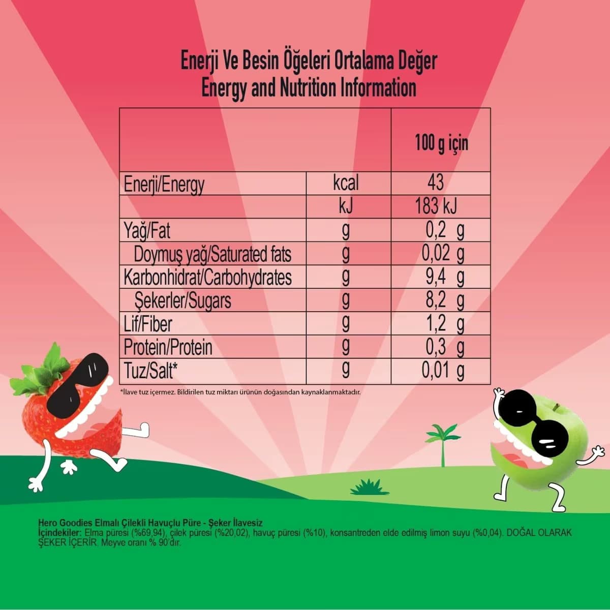 Hero Goodies Meyve Püresi Çilek Elma 100 gr 4