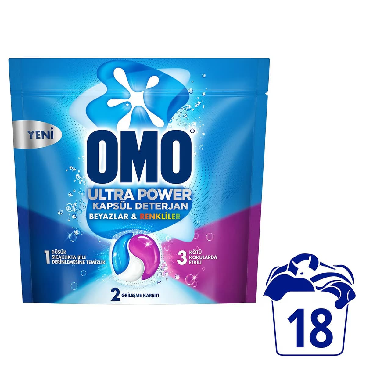 Omo Ultra Power Çamaşır Detarjanı Kapsül 18'li 3