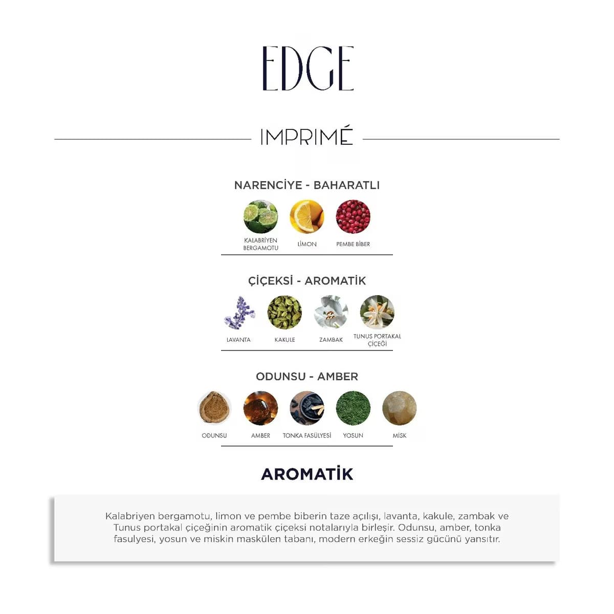 Imprime Edge EDP Erkek Parfüm, 50 ml 5