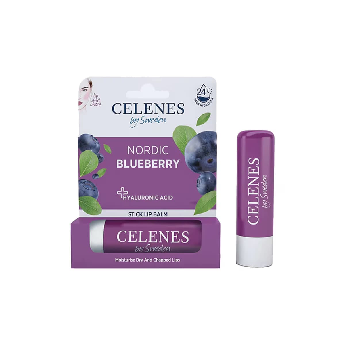 Celenes Nordic Blueberry Stick Lip Balm Lip & Cheek, 4.8 gr