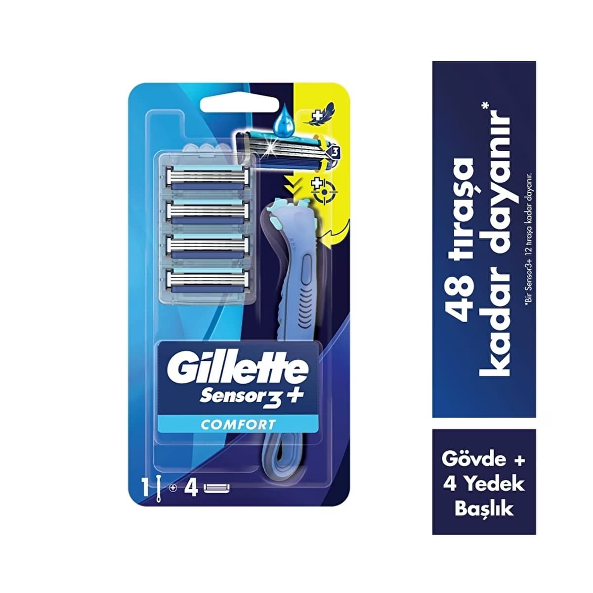 Gillette Sensor3+ Comfort 4'lü Yedek Bıçağı Başlıklı Tıraş Makinesi - Gratis