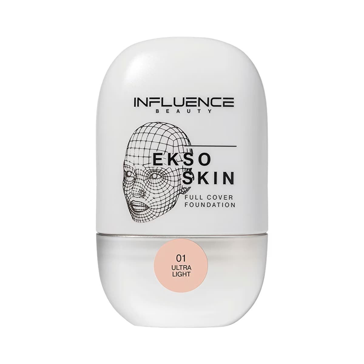 Influence Beauty Full Cover Fondöten Ekso Skin 01 Alabaster - High-Coverage Foundation for Flawless Complexion - Gratis