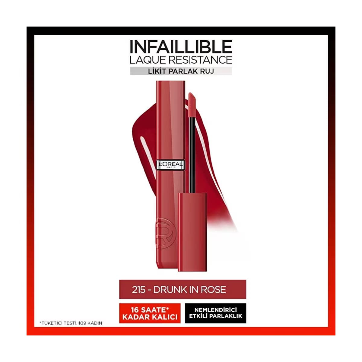 Loreal Paris Infaillible Laque Resistance Likit Parlak Ruj 215 Drunk in Rose - Gratis