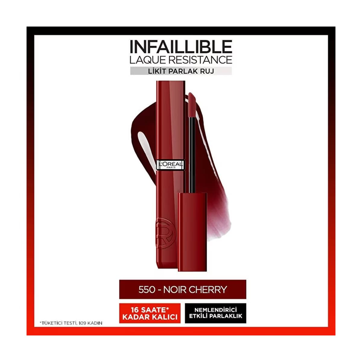 Loreal Paris Infaillible Laque Resistance Likit Parlak Ruj 550 Noir Cherry - Gratis