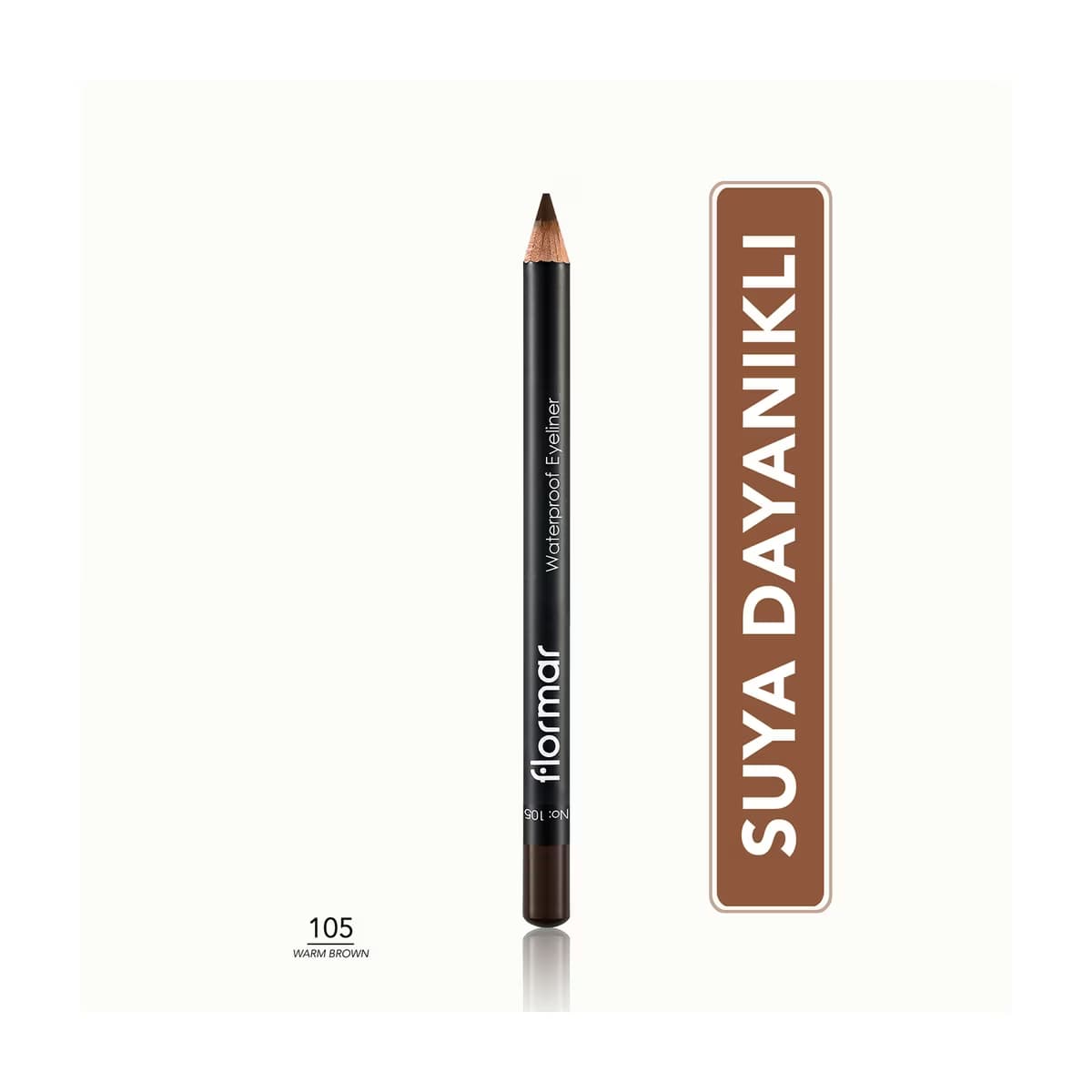 Flormar Suya Dayanıklı ve Yoğun Pigmentli Mat Göz Kalemi 105 Warm Brown - Gratis