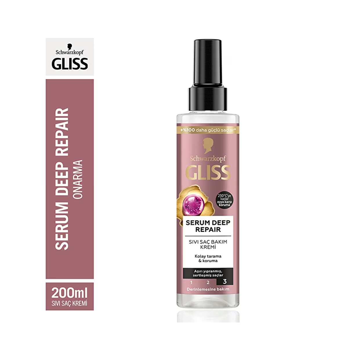 Gliss Serum Deep Repair Onarıcı Sıvı Saç Bakım Kremi - Protein Kompleksi ve Hint İnciri ile 200 ml - Gratis