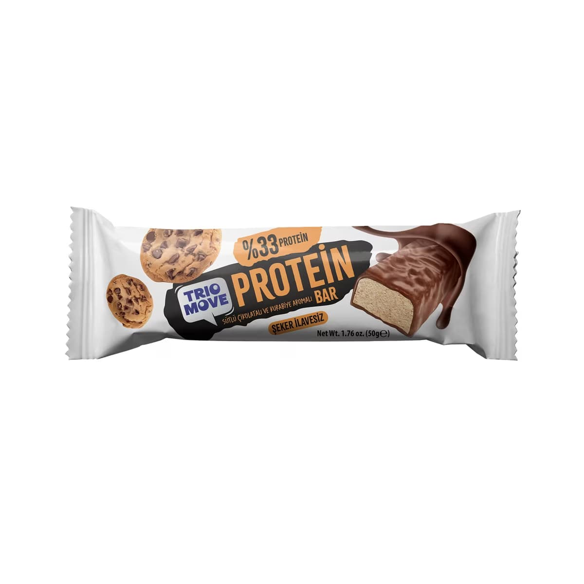 Trio Move Çikolata Kaplı %33 Proteinli Sütlü Çikolatalı ve Kurabiye Aromalı Bar 50 gr - Gratis