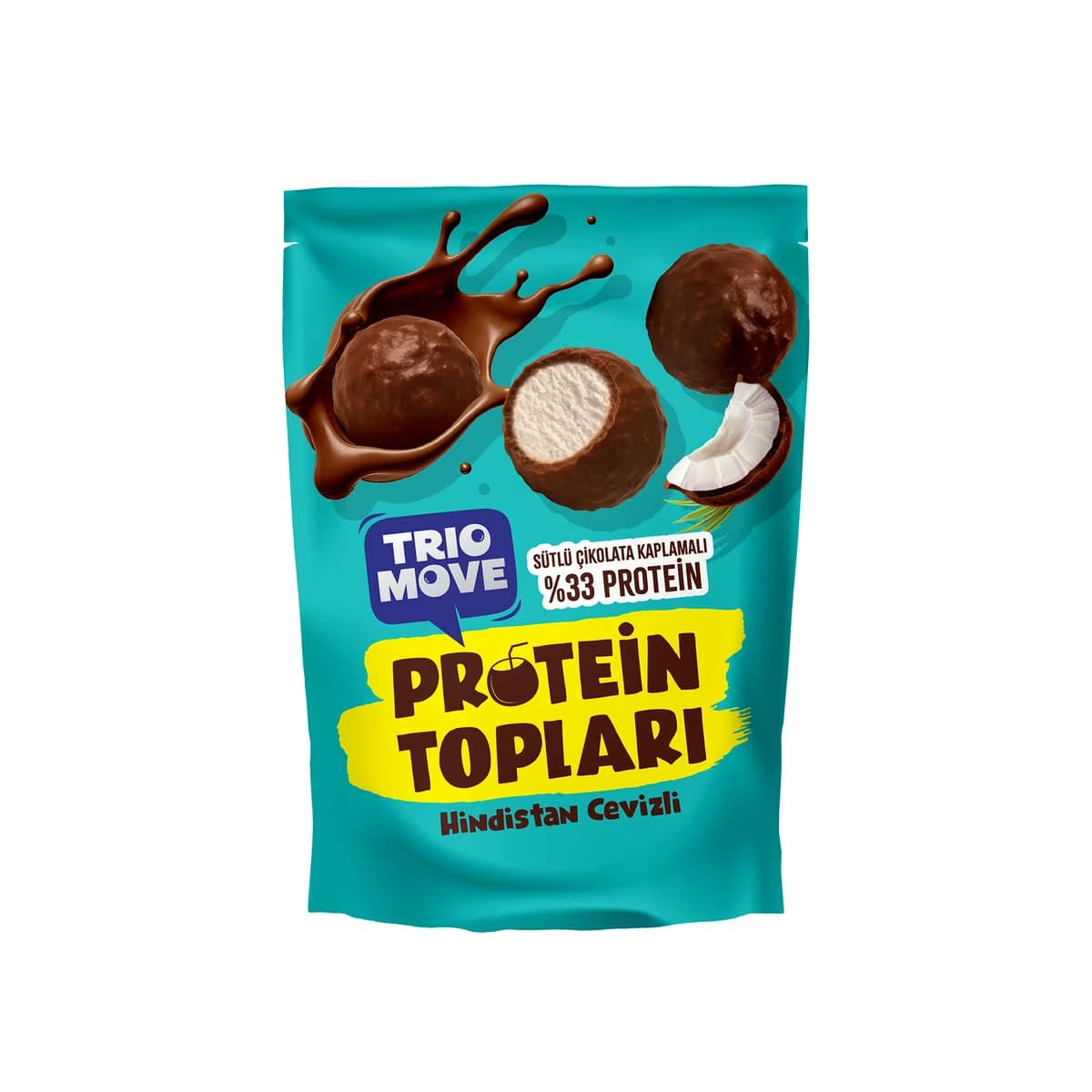 Trio Move Çikolata Kaplı %33 Proteinli Hindistan Cevizli ve Sütlü Çikolata Kaplamalı Protein Topları 72 gr - Gratis
