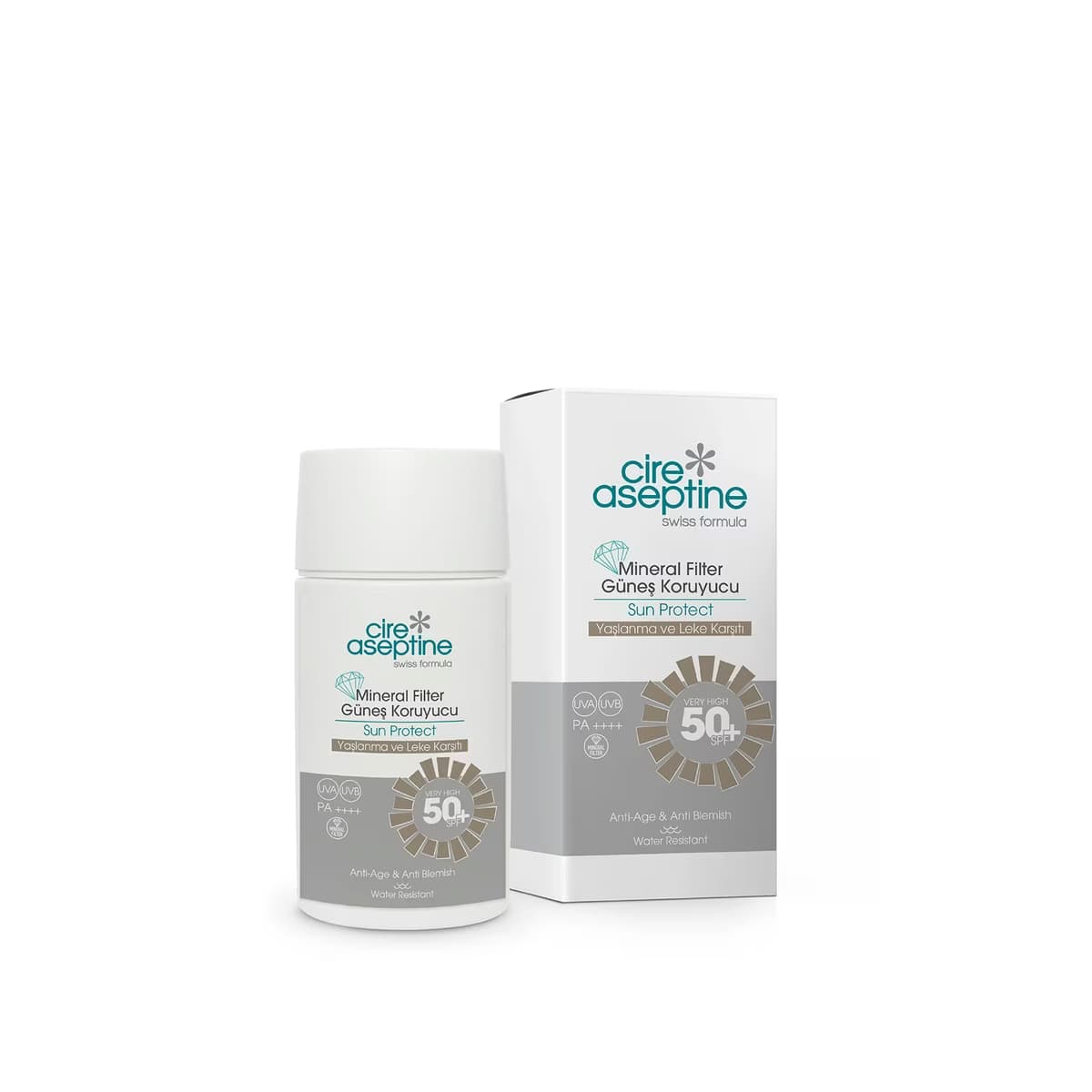 Cire Aseptine Mineral Filtreli Yaşlanma ve Leke Karşıtı 50+SPF Yüz Güneş Koruyucu Krem 50 ml - Gratis