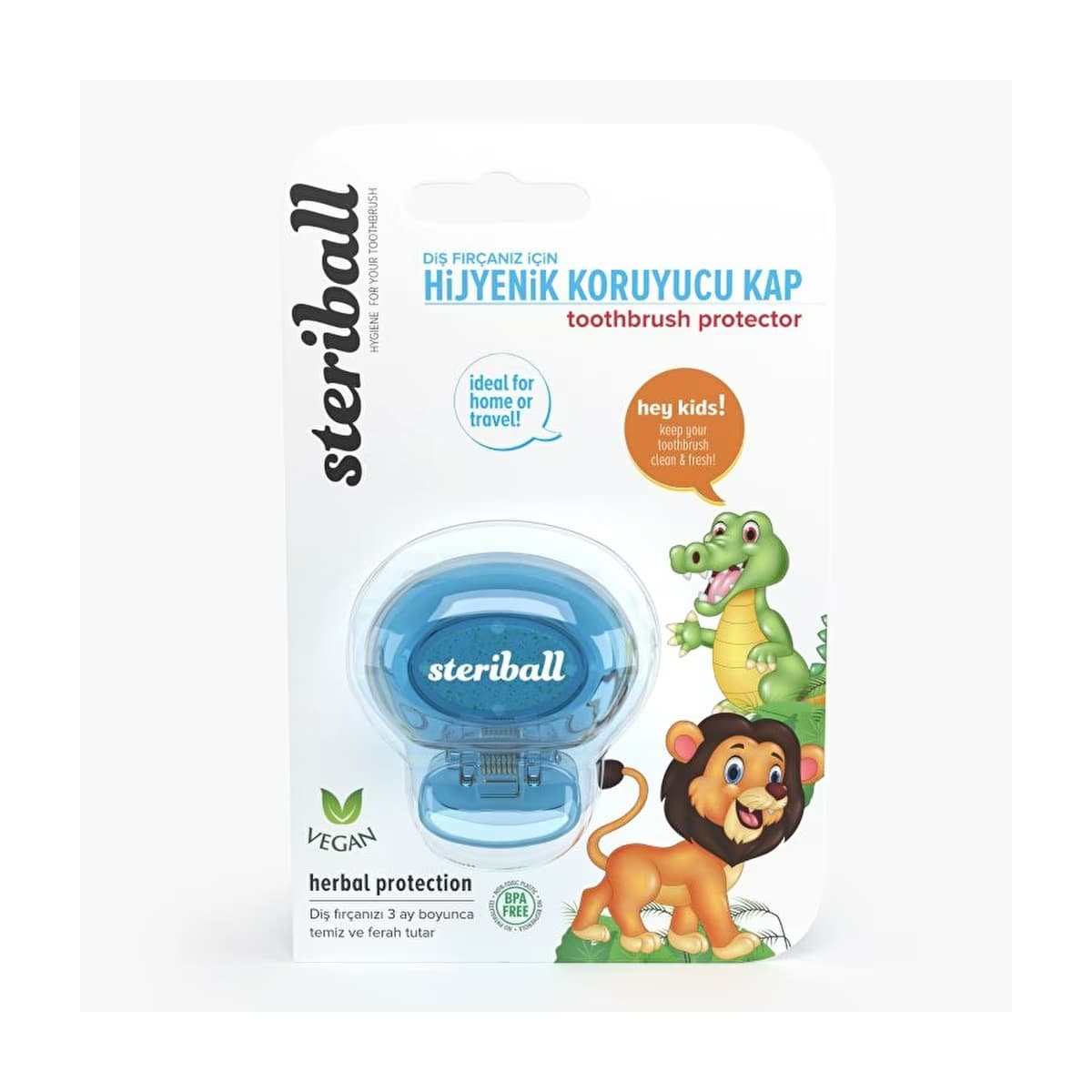 Steriball Çocuk Aslan Fırça Koruyucu Kap (Açık Mavi) - Gratis