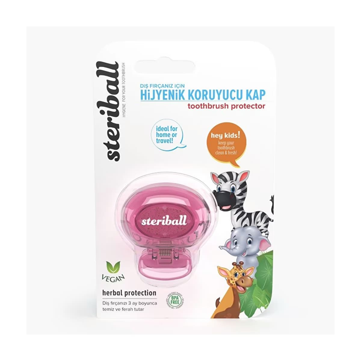 Steriball Çocuk Zebra Fırça Koruyucu Kap (Açık Pembe) - Gratis