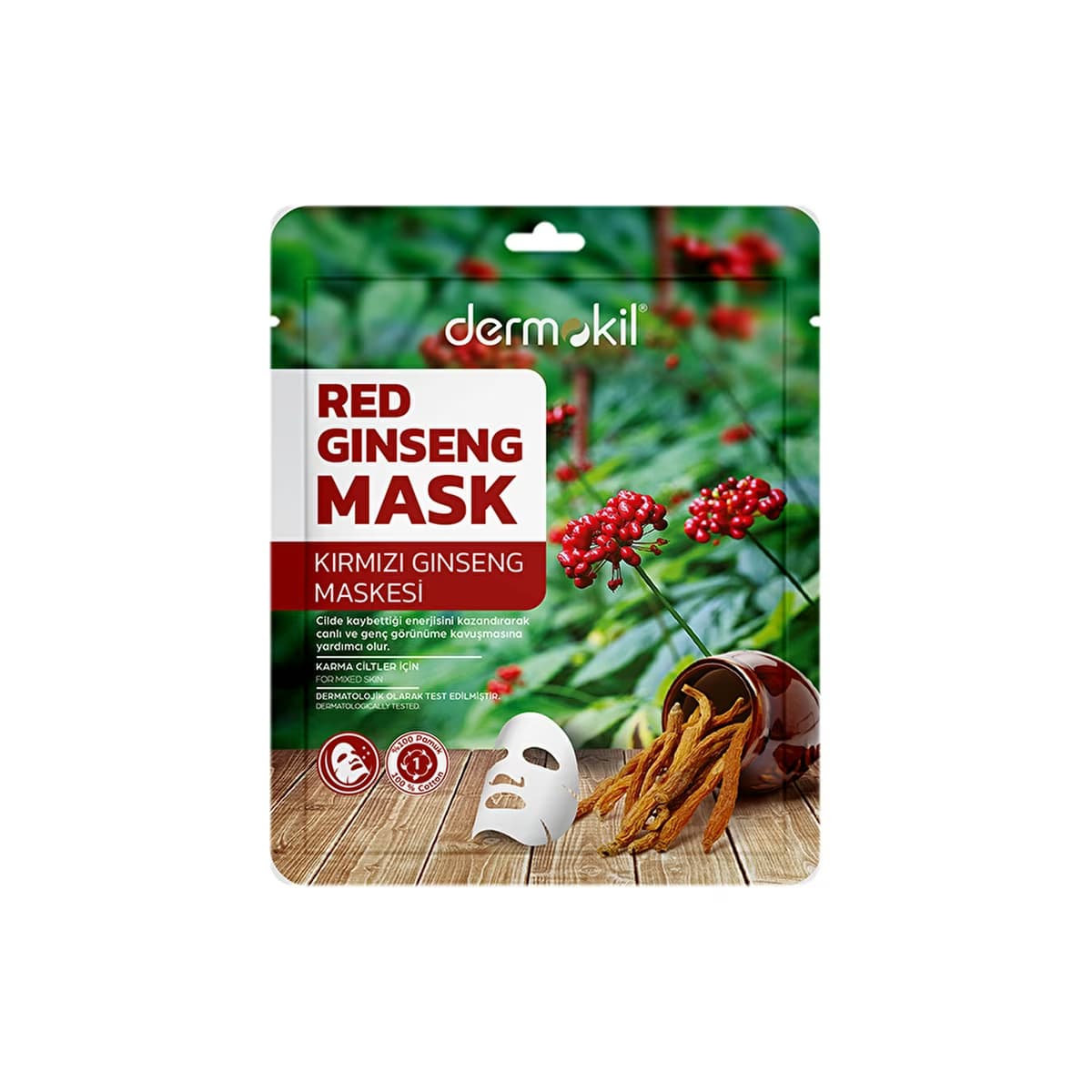 Dermokil Kırmızı Ginseng Maskesi (Karma Ciltler için) 20 gr - Gratis