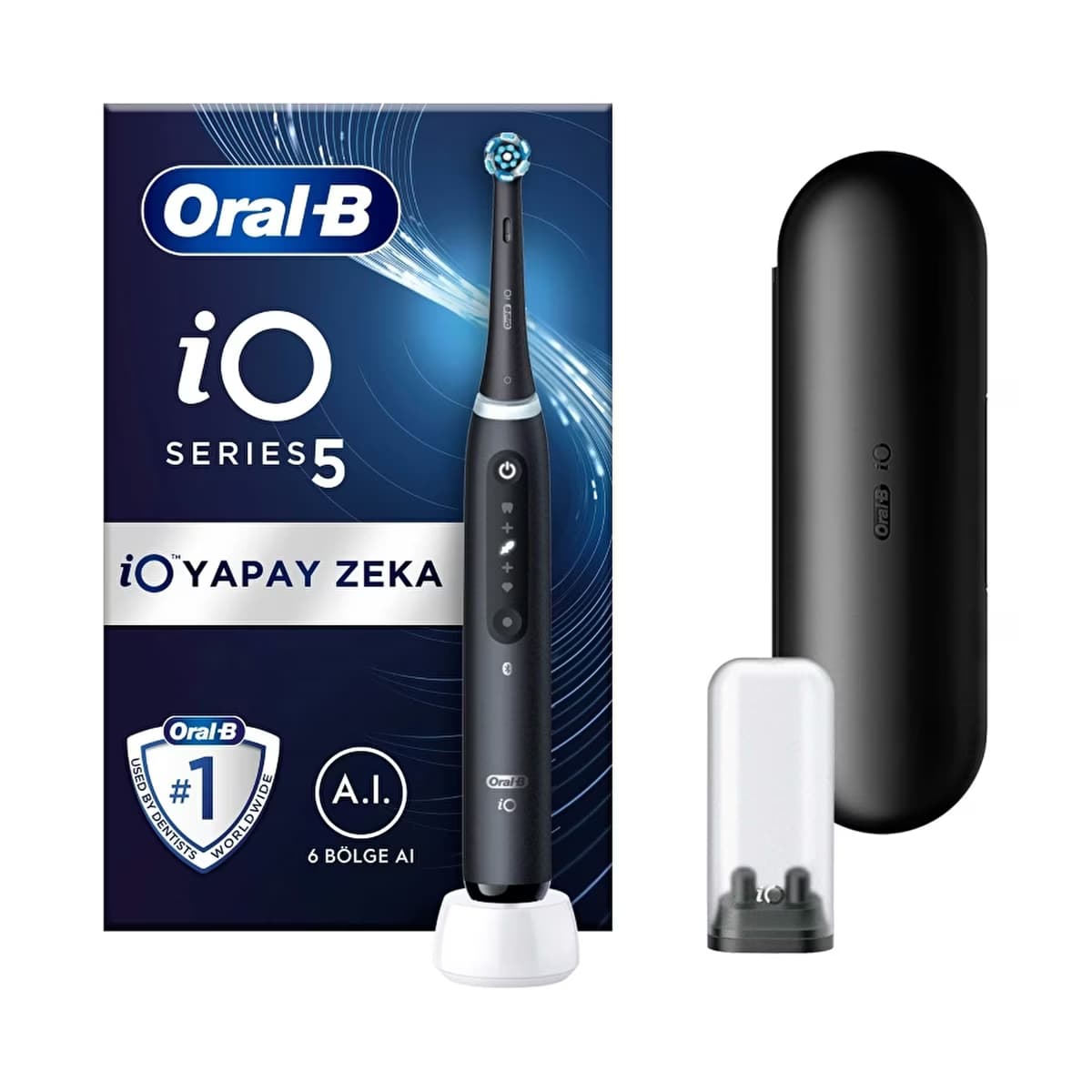 Oral-B Şarjlı / Elektrikli Diş Fırçası iO5 Siyah Yapay Zeka Teknolojili - Gratis