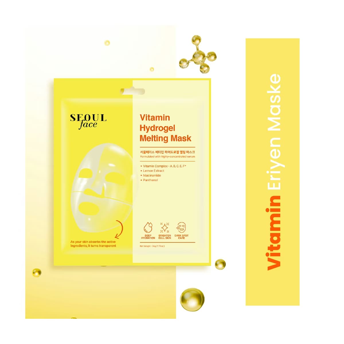 Dermal Korea Vitamin Hidrojel Eriyen Yüz Maskesi 34 gr - Gratis