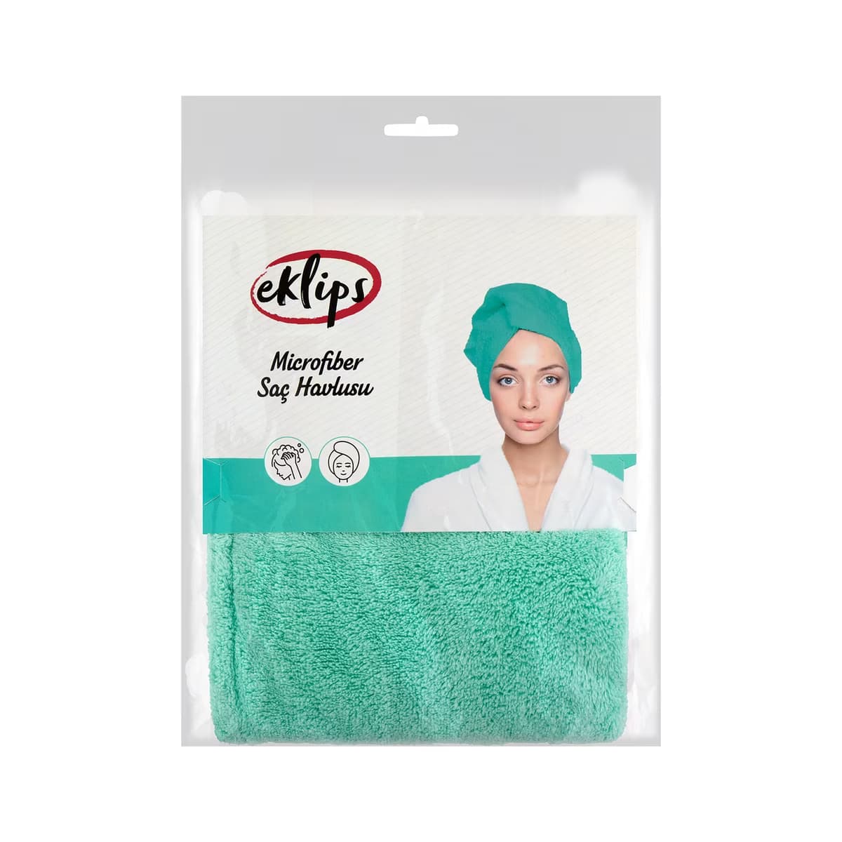 Eklips Mint Yeşili Microfiber Saç Havlusu - Gratis