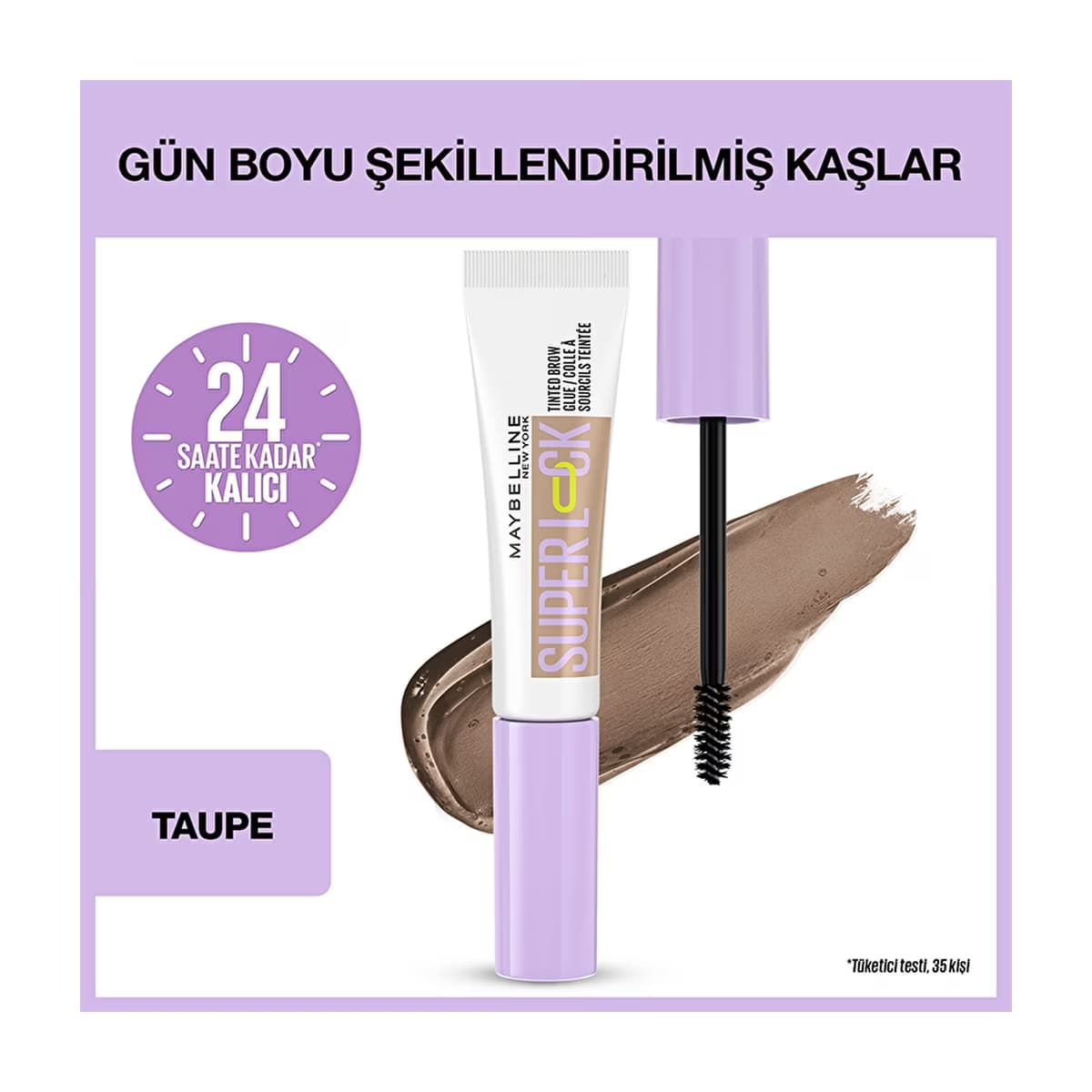 Maybelline New York Super Lock Brow Glue Kaş Sabitleyici Maskara Taupe - Gratis