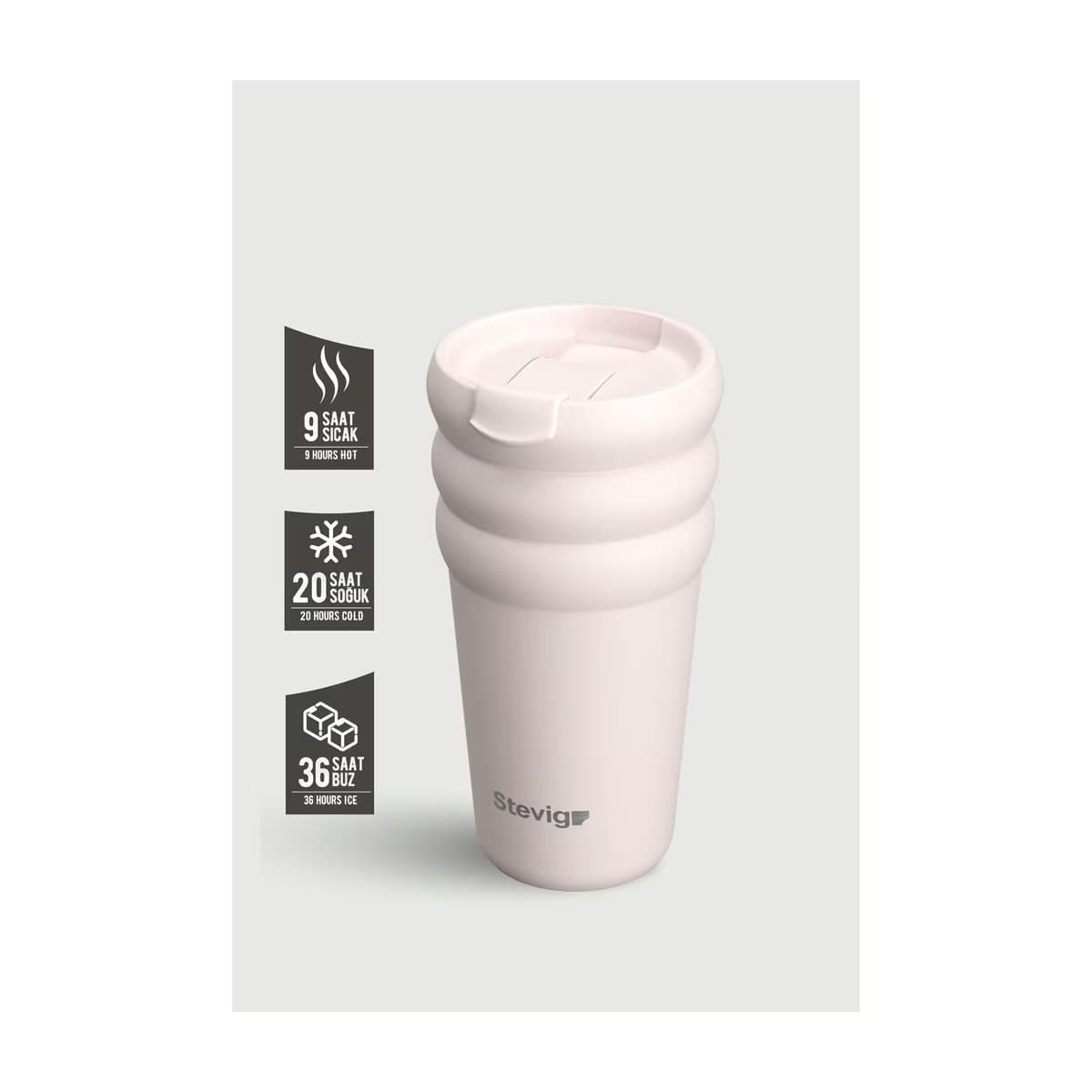 Stevig Bubble Çelik Termos 600 ml ST-248 Soft Quartz - Gratis