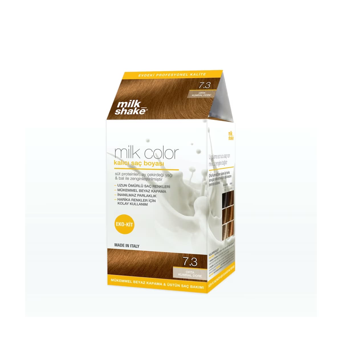 milk_shake Milk Color Eko Kalıcı Saç Boyası Seti 7.3 Orta Kumral Dore - Gratis